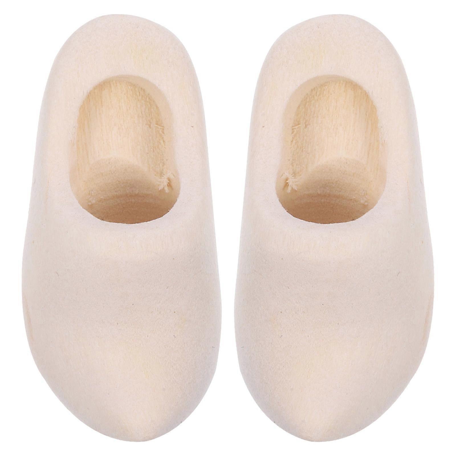 1 par dockhus mini träskor DIY miniatyr träskor ofärdiga träskor