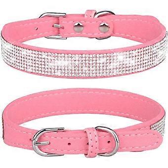 Small Dog Collar with Rhinestone Crystal Diamond Colorful Bling Girl Cat Collars Light Blue XS