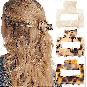 Tartaruga Shell Ponytail Cuffs Elastic Hair Band Hair Tie Leopard French Design Hair Band Headwear For Women Girls, pack Of 3