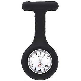 Orologio in silicone infermiera medico quarzo clip spilla tasca nera