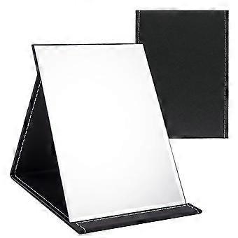 16x12cm Portable Folding Mirror, Super HD Compact Makeup Mirror, Black PU Leather Travel Mirror, Free Standing Vanity Mirrors
