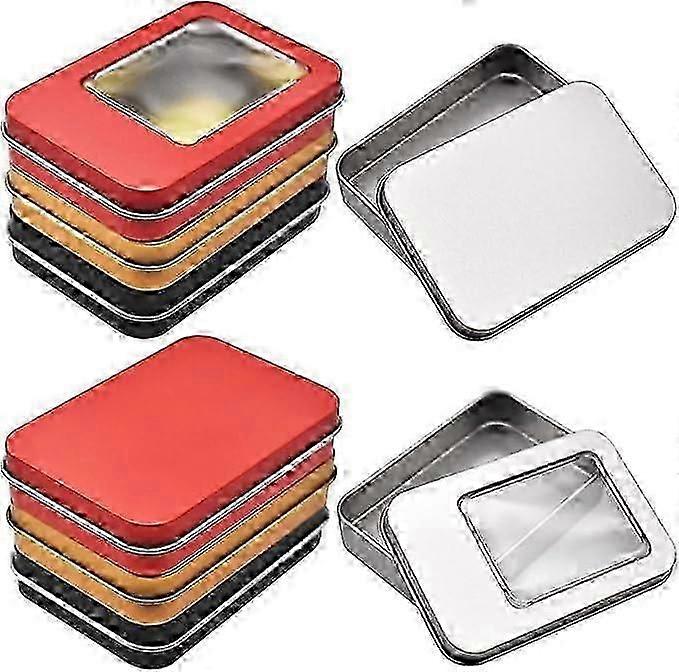 8pcs Rectangle Metal Storage Boxes, Portable Square Empty Cosmetic Storage Set
