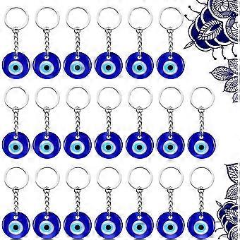 20 Stück Türkisch Blau Evil Eye Schlüsselanhänger Charms Anhänger Crafting Glas Schlüsselanhänger mit Schlüsselanhänger Hanging Ornament Schmuck Zubehör Amulett für gute Luc