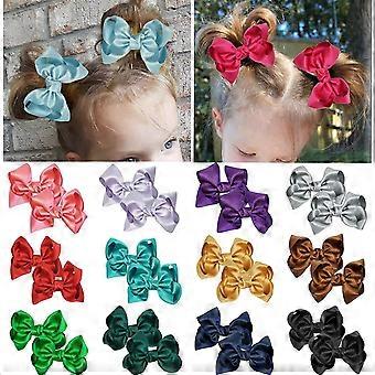3 Inch Baby Girl Hair Bows Clips Hairpin Headwear Little Teen Toddler Girls Kids Teens Toddlers Hair Accessories - Set of 2 (Light Gold)