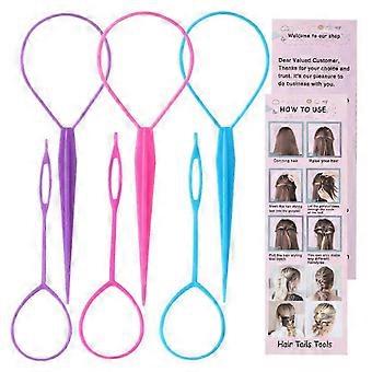 6pcs Colorful Hair Styling Tool - Topsy Tail Pull Through Design, Ideal for Women & Girls Hair