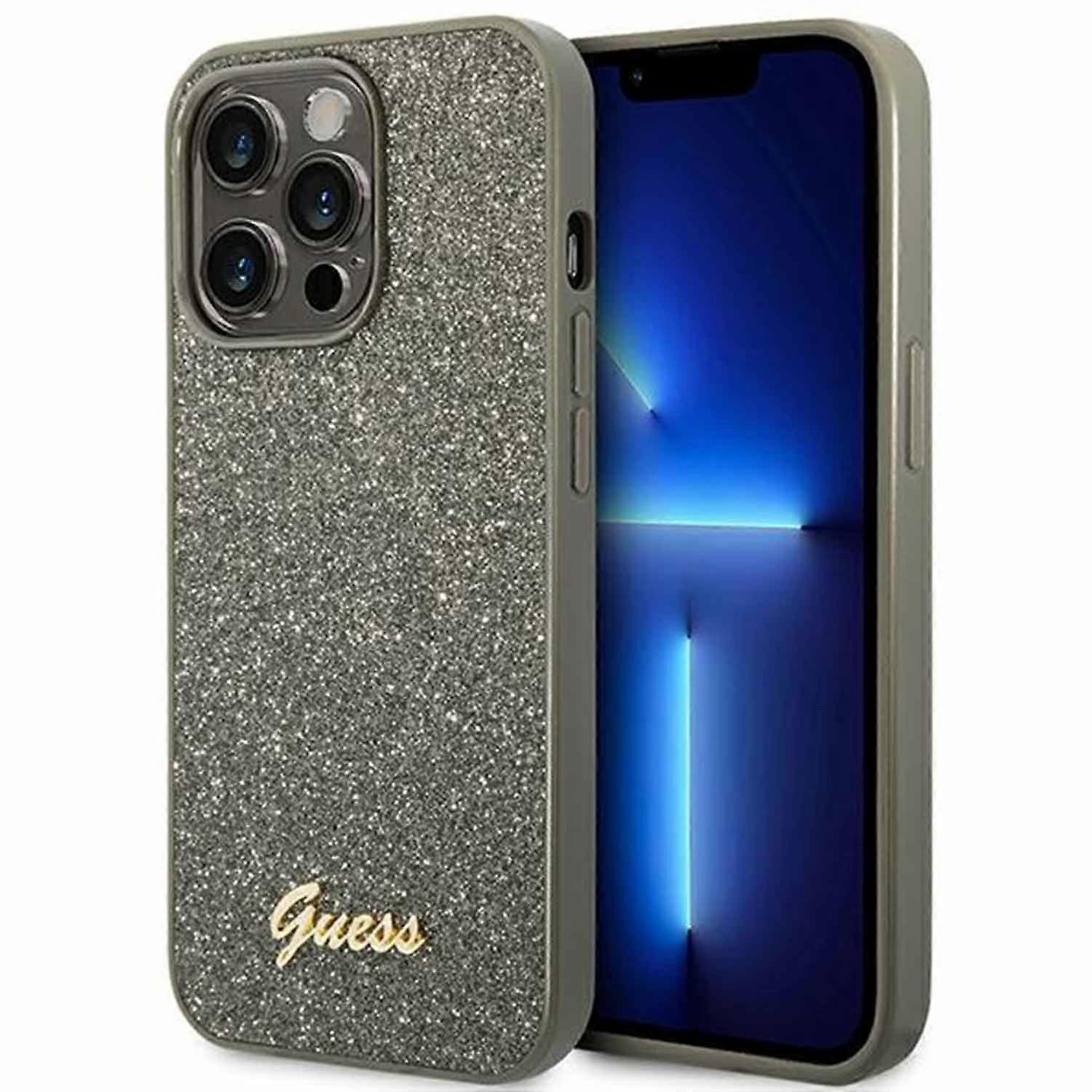Guess Hard Case Glitter Script Collection Apple iPhone 14 Pro Case Protective Cover
