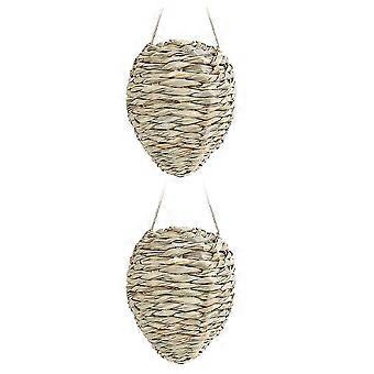 2 Pack Large Wasp Nest Decoy, Woven Reed Wasp Hornet Decoys, Faux Hornets Nest, Outdoor Hanging Decoration Garde
