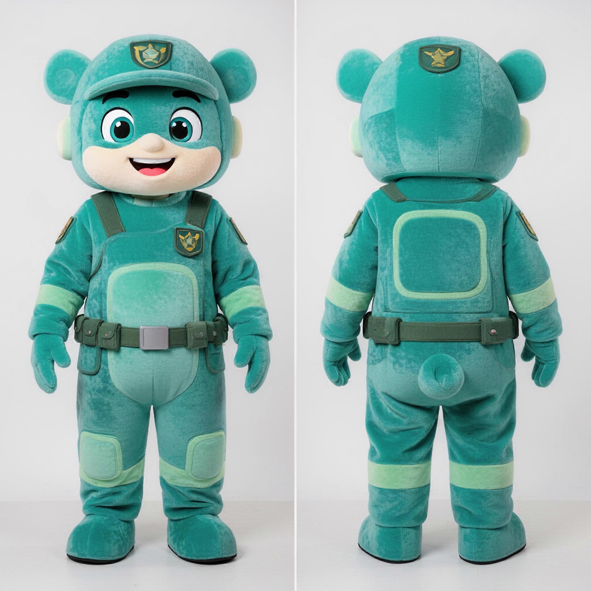 MASTICOT Teal Cartoon Air Force Soldier Mascot