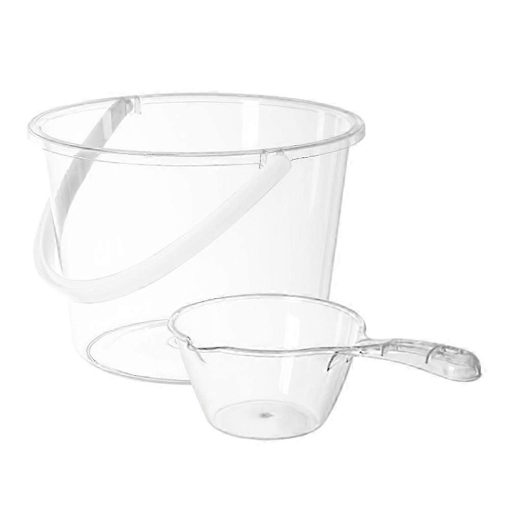 Water Storage Bucket Transparent Rectangular Shape With Scoop For Household Use 1Set