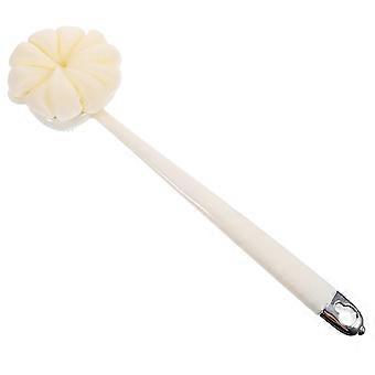 Exfoliating Brushes Shower Brush For Bathing Massage Cleaning 35x9cm White TPR Long Handle 1Set