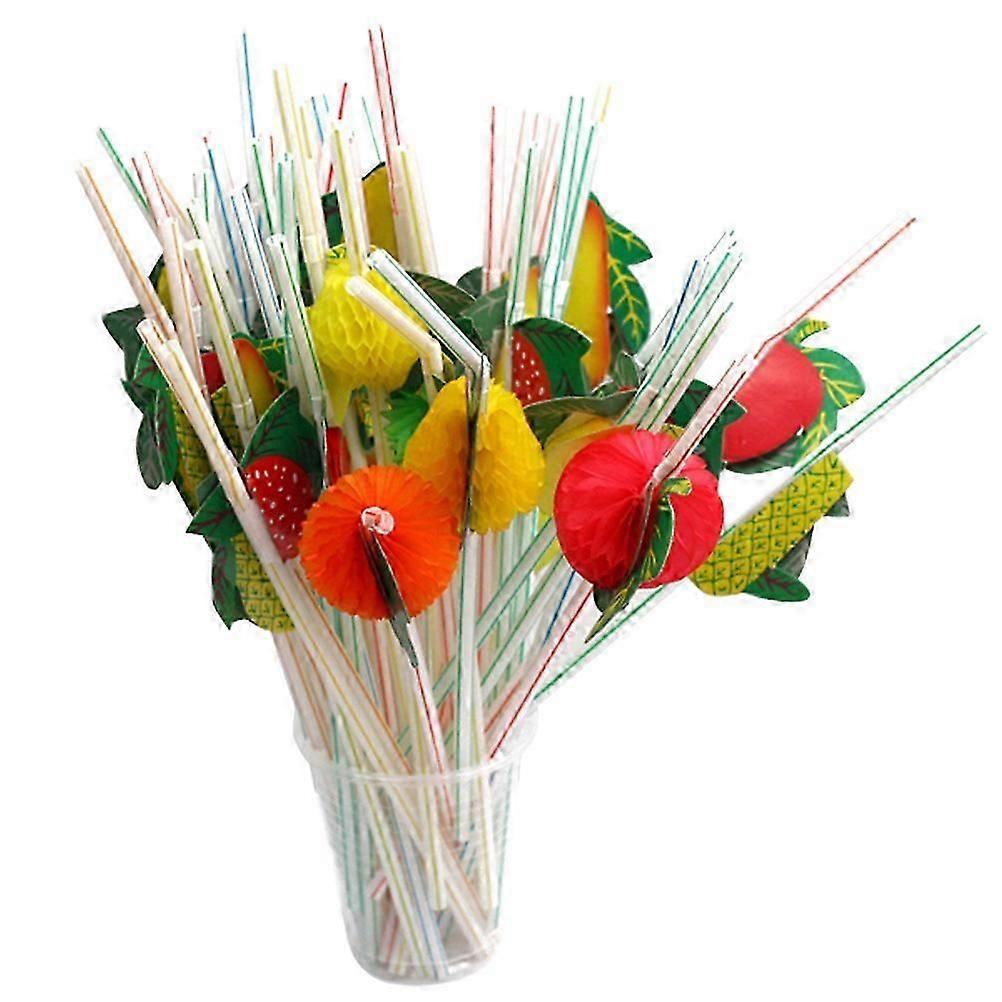 Colorful Fruit Decorated for Drinking 50Pcs Set