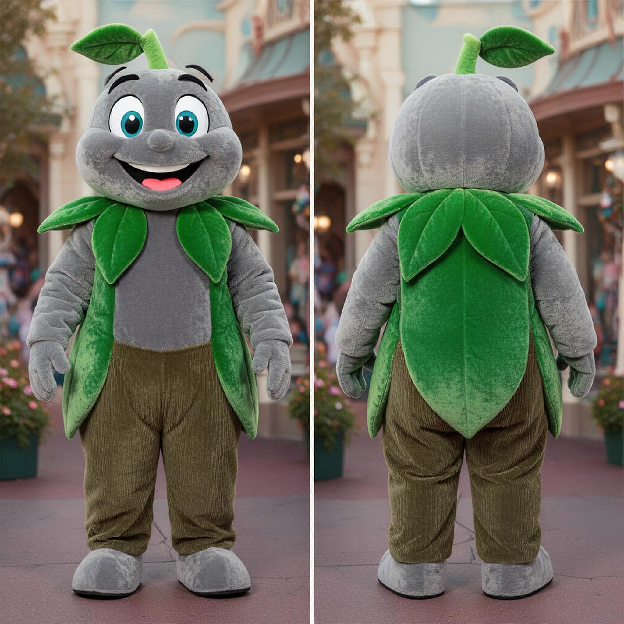 MASTICOT Gray Leafy Beanstalk Mascot