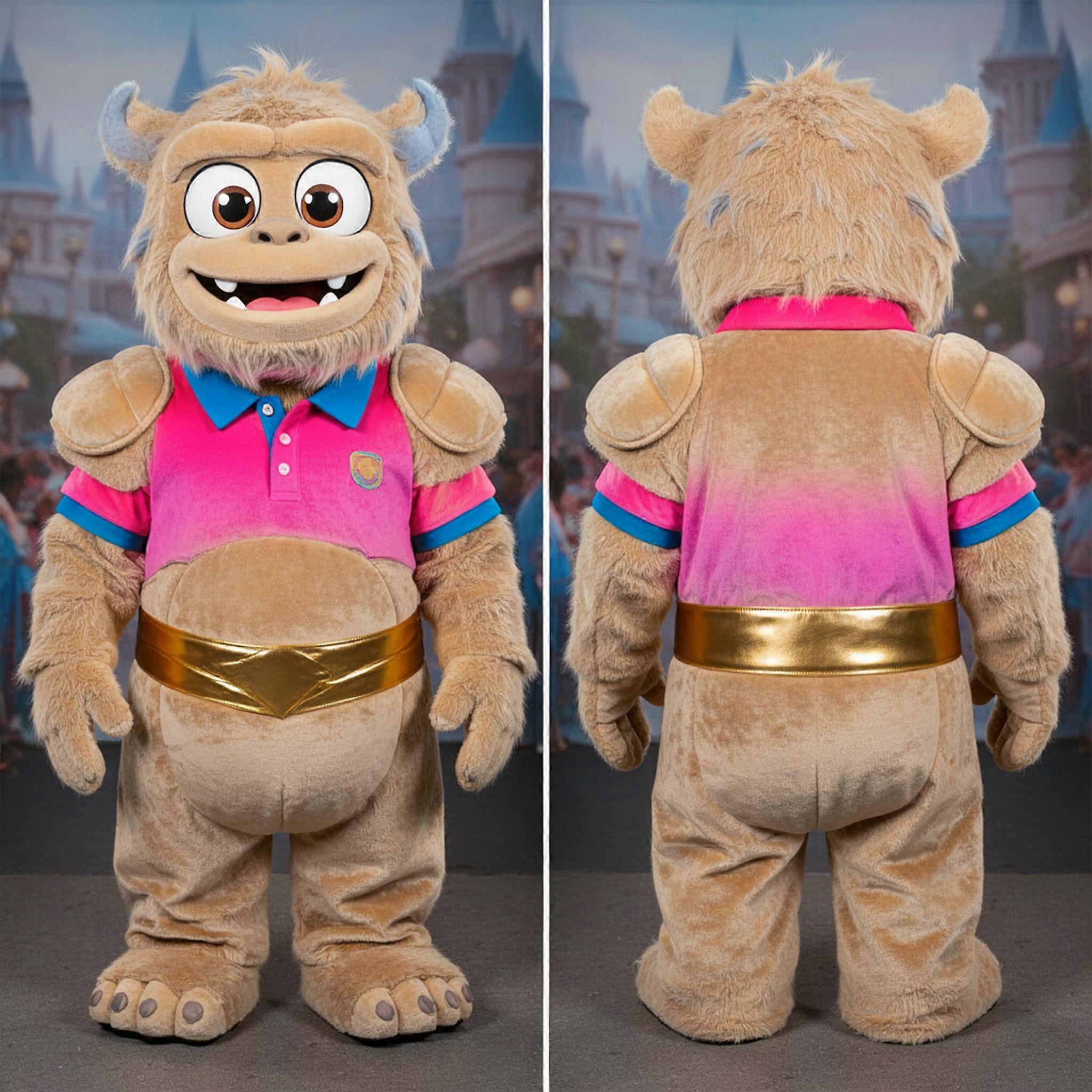 MASTICOT Tan Fluffy Yeti Mascot