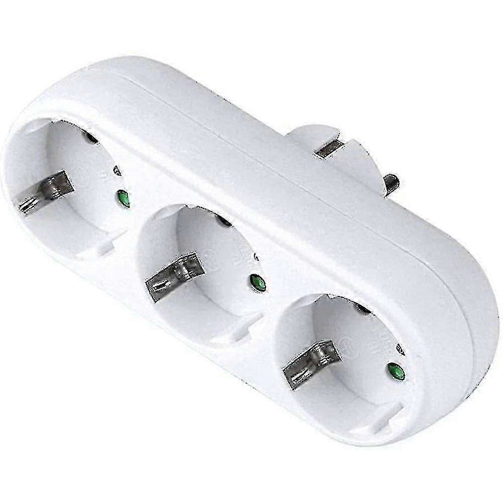 3-Way Socket Adapter, Multiple Plug Wall or Table Socket 16A 250V, White