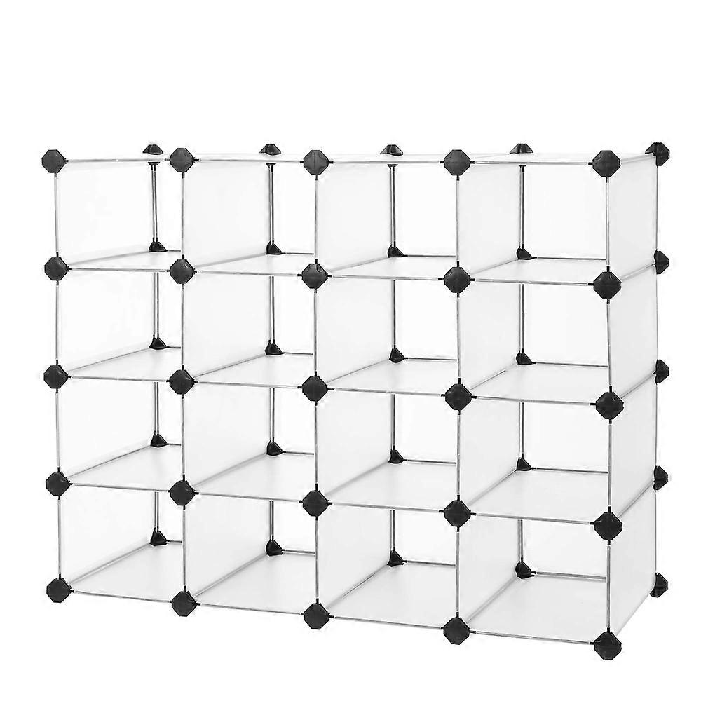 Shoe Rack, 16-Cube, 12 x 35.1 x 27.2 Inches, Transparent