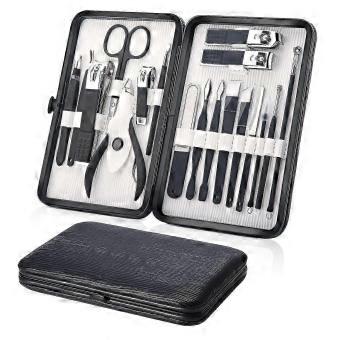 Manicure Set, Pedicure Kit 18 Pieces, Nail Care Nail Clippers Set Stainless Steel Care Tools For Travel (black)