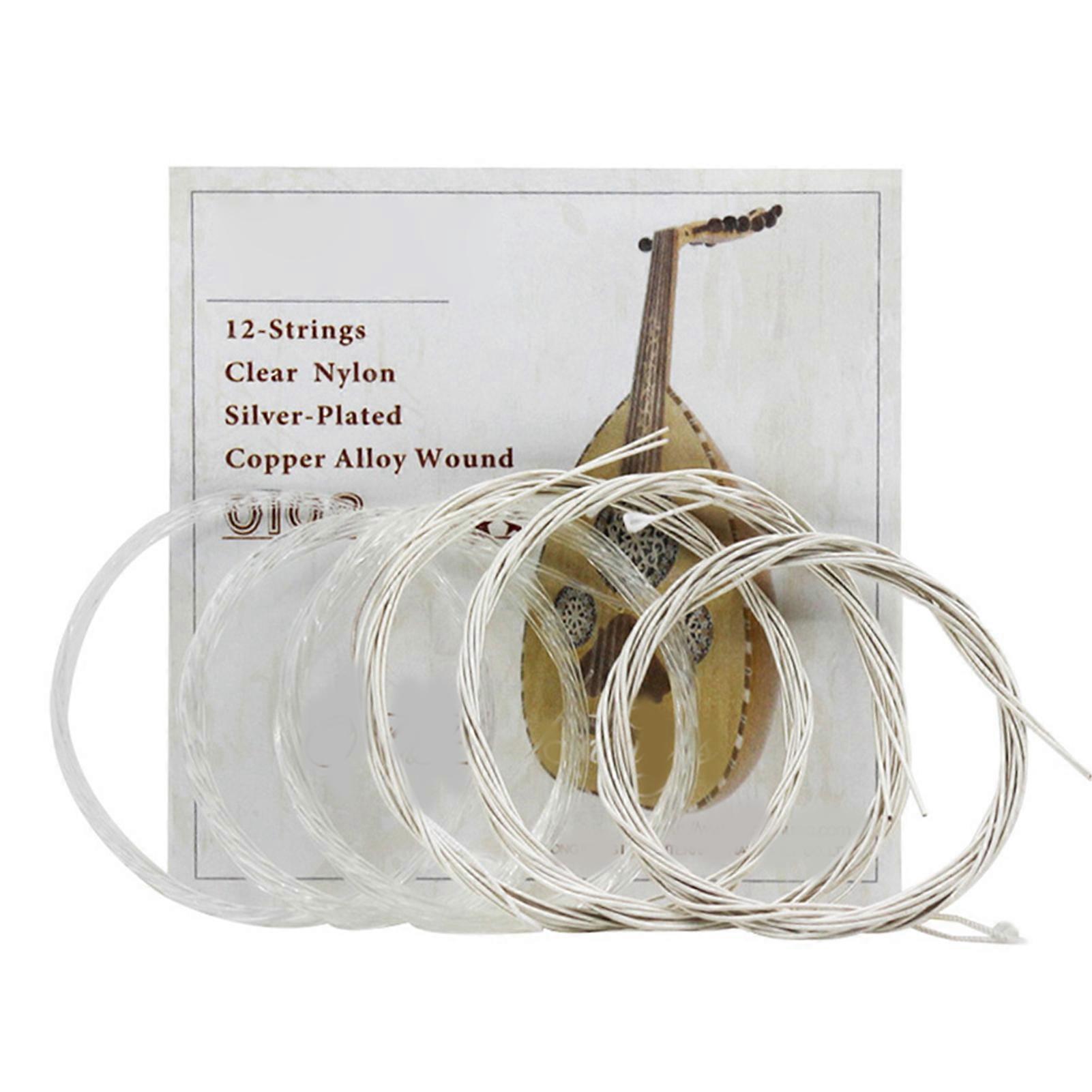 Clear Nylon Silver Plated Copper Alloy Oud Strings Set Replacement Accessory (12 strings)