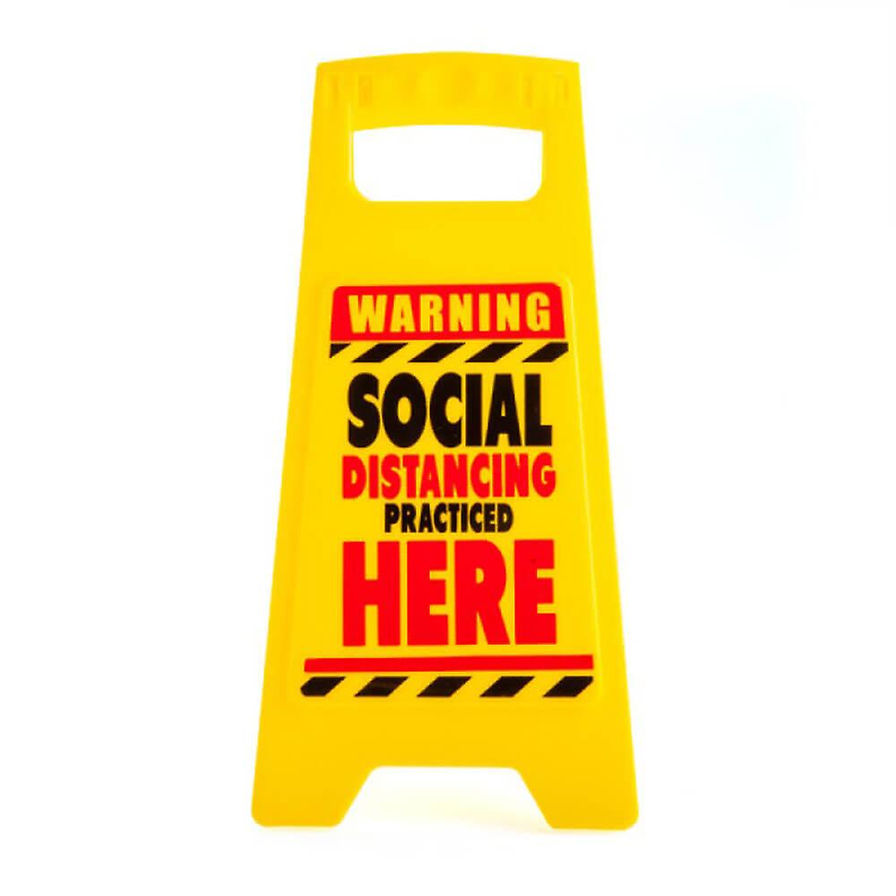 Eye-Catching Yellow Red & Black Design Mini Social Distancing Desk Warning Sign