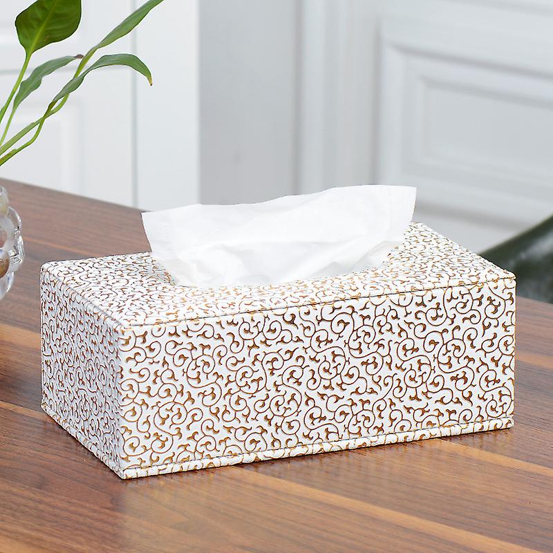 Soporte rectangular de caja de pañuelo de cuero