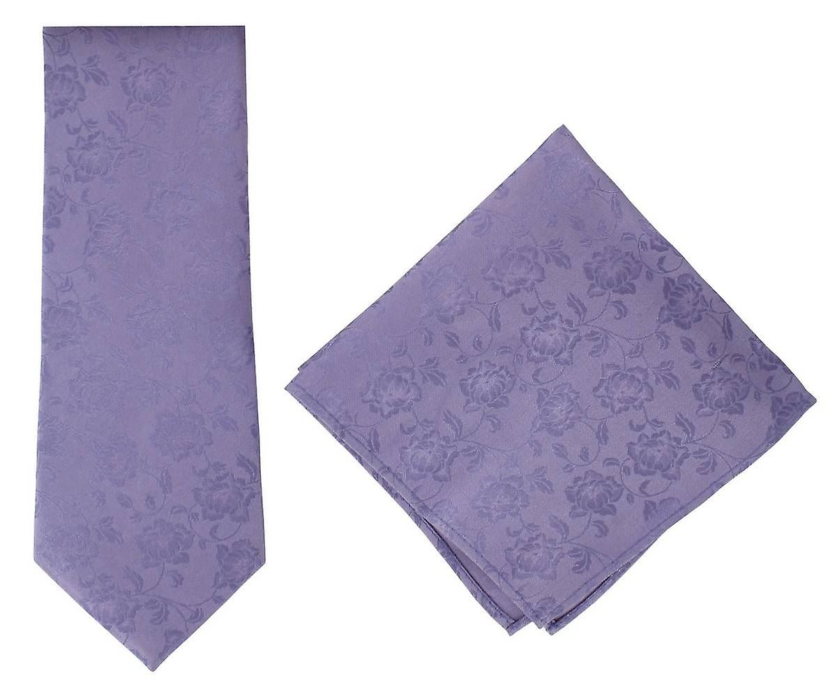 Michelsons of London Subtle Floral Silk Tie and Pocket Square Set - Lilac