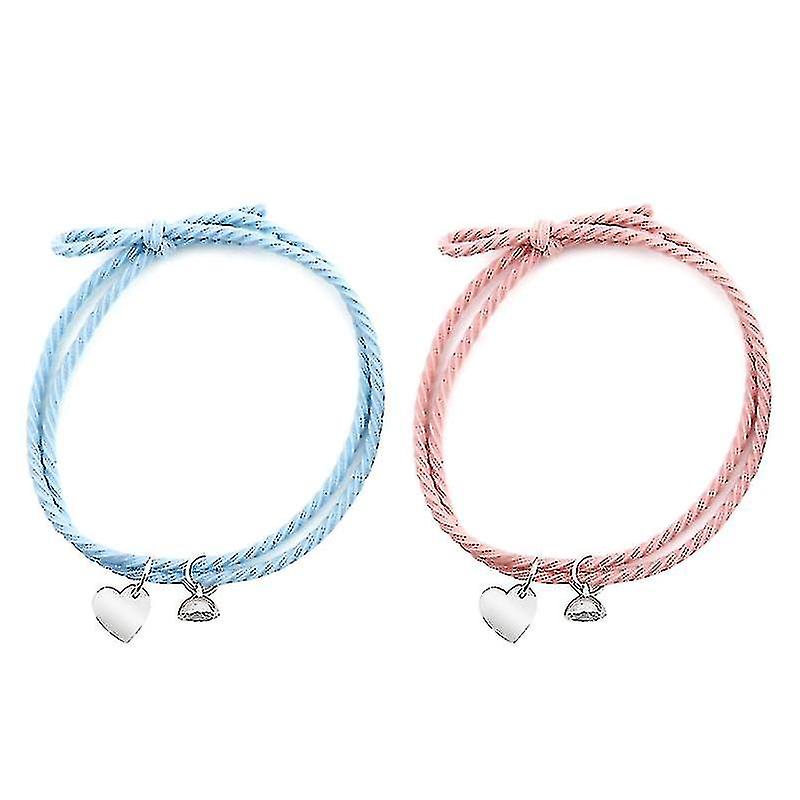 2 pièces / ensemble Magnet Rope Chain Forever Matching Couple Relationship Bracelet