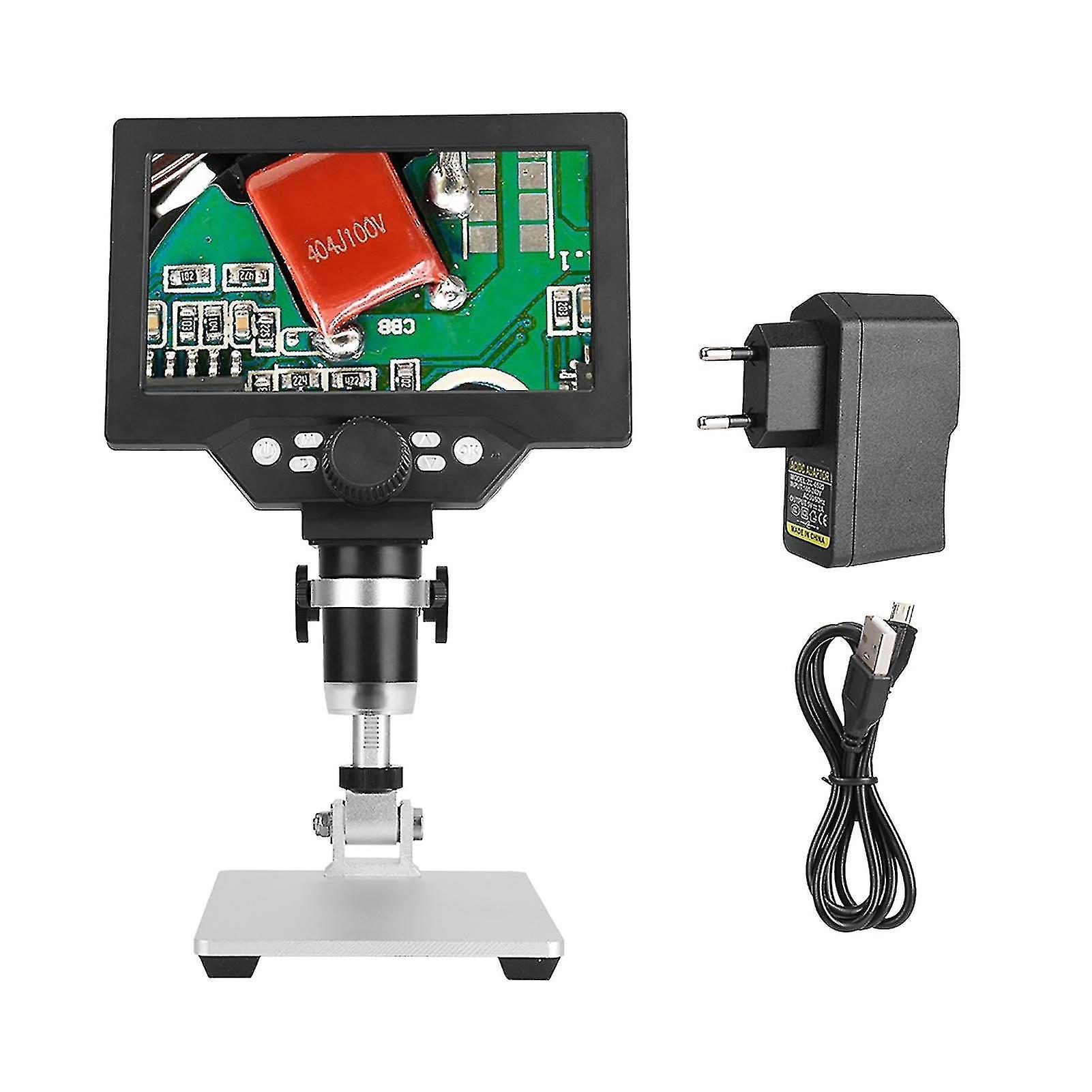 7In 1200x Hd Lcd Monitor Electronic Digital Microscope Led Magnifier Tool 110-240veu Plug