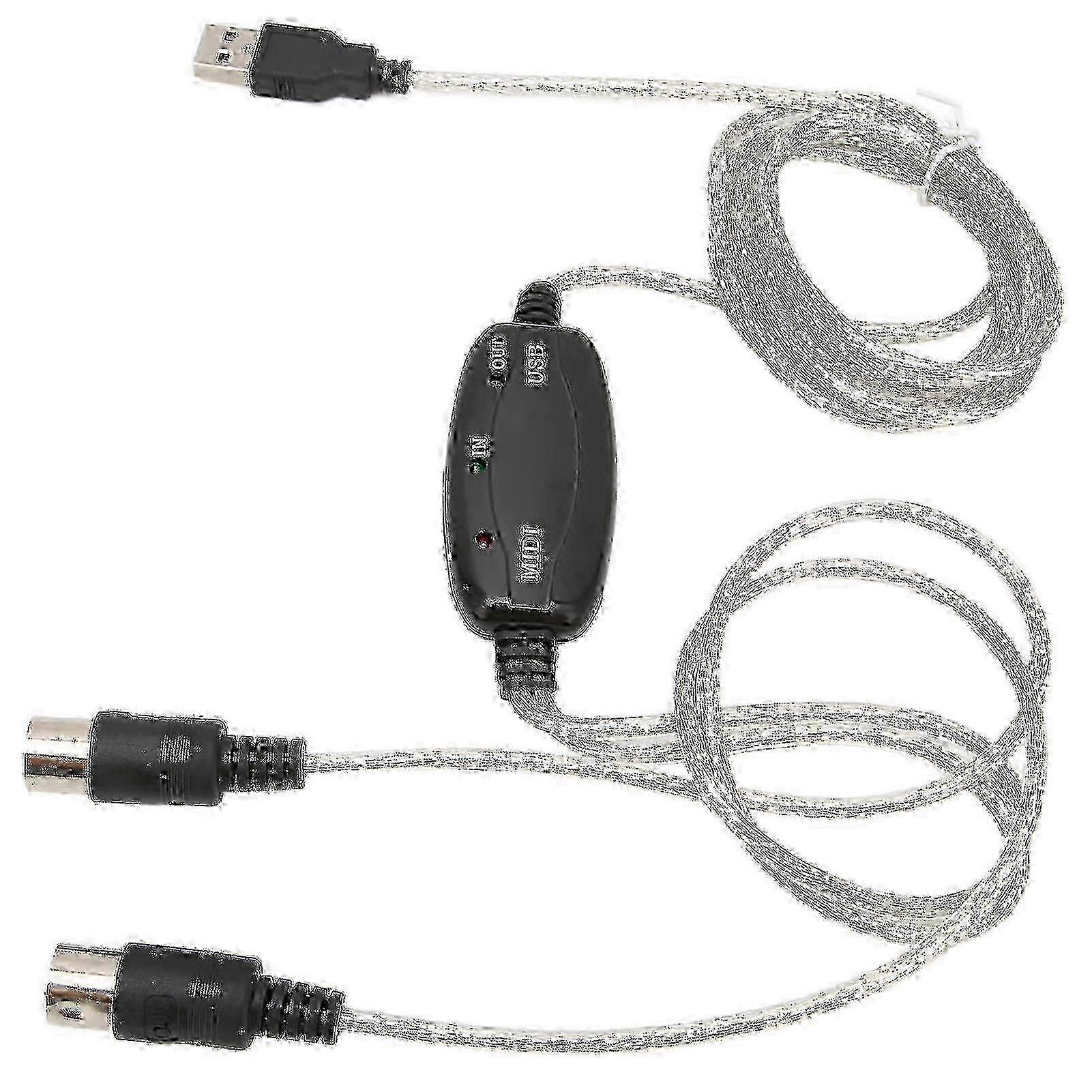 USB to MIDI Cable Converter 16-Channel 2m Cord for PC Synthesizer