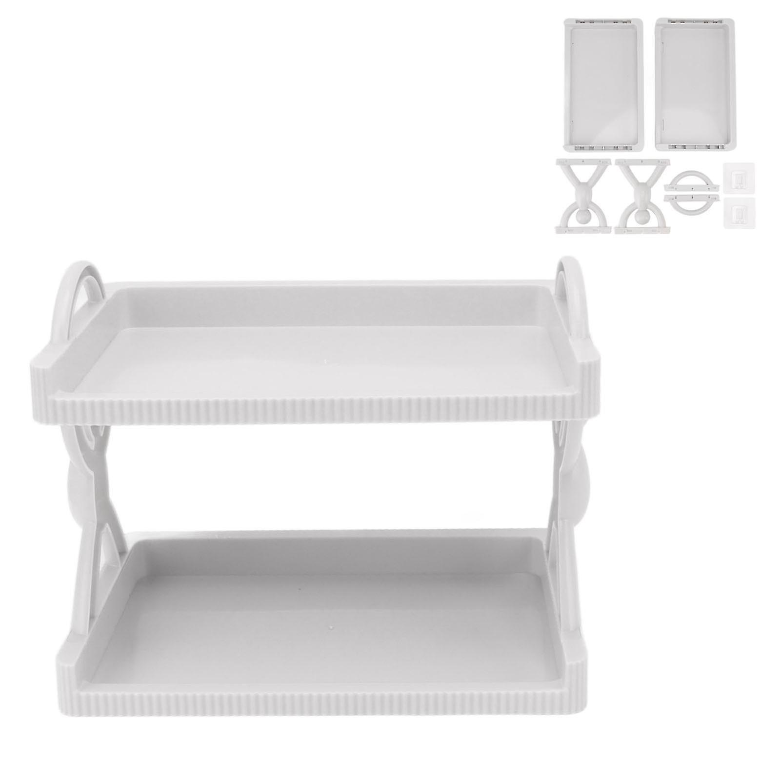 Wall Mounted Storage Shelf Multipurpose Innovative Simple Style Multi Layer Wall Storage Rack for Bathroom Kitchen Gray 2 Layers