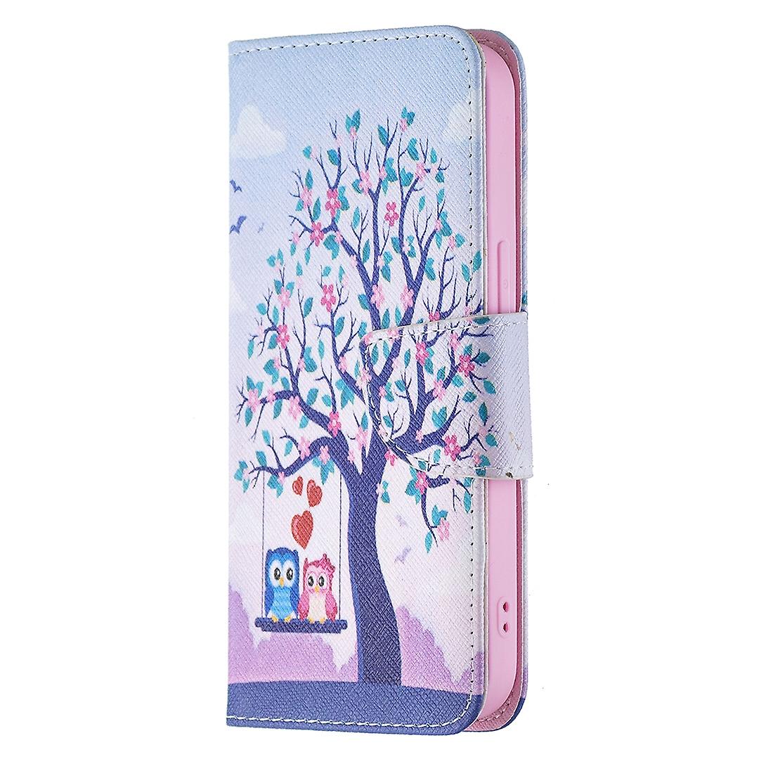 Colored Drawing Leather Case For iPhone 15