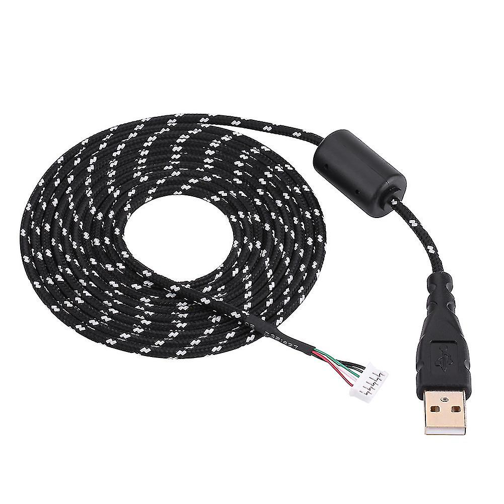 Universal Mouse Cable Braided Line Wire Replacement for Microsoft or Logitech Line 1 Black+Whit