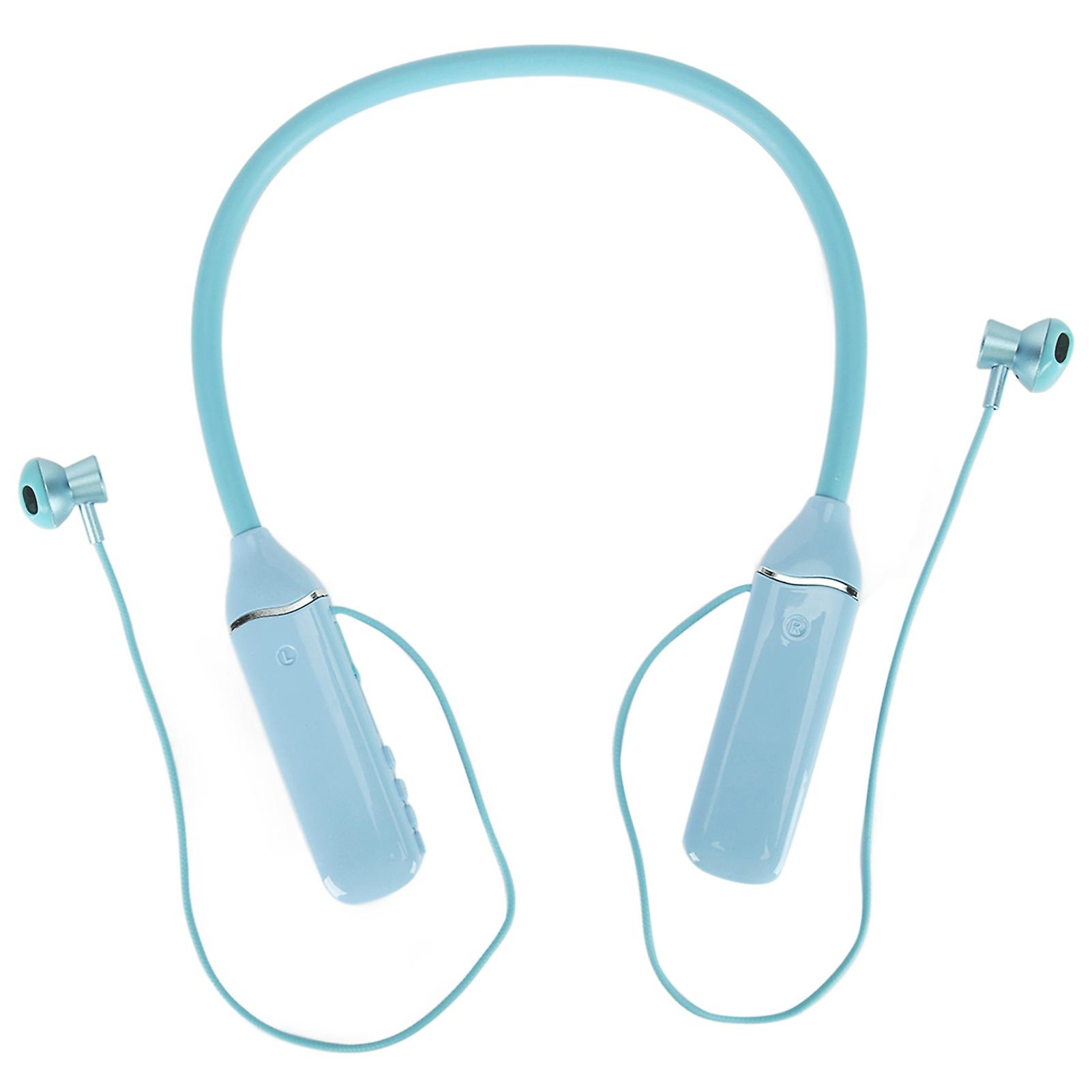 Bluetooth Neckband Headphone LED Power Display Memory Card Playback Magnetic Earbuds Headset with RGB Backlight Blue 