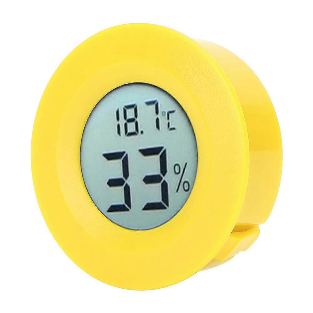 Mini Circular LCD Thermometer Hygrometer, -50~70°C, Yellow, 45x14mm