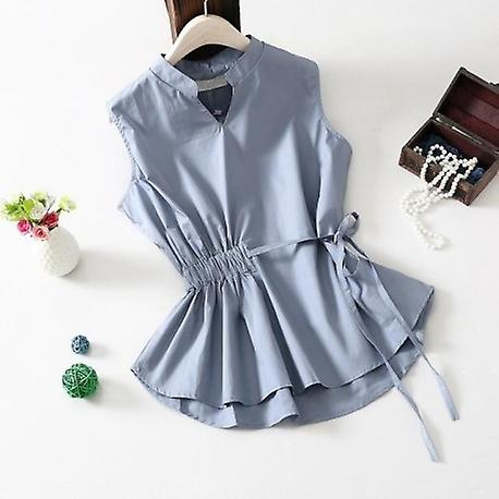 V Hals ärmellose schlanke Bluse Drawstring