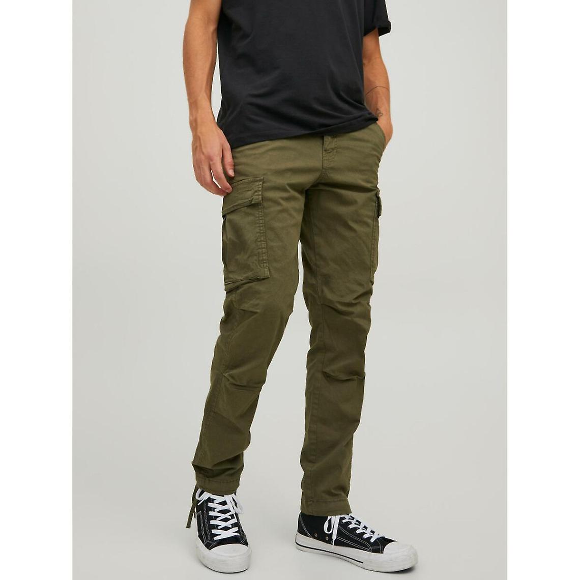 Pantalon Cargo Carrot Fit Vert Foncé En Coton