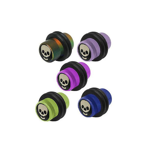 Pair of acrylic skull 0 gauge ear plugs - 5 colors available