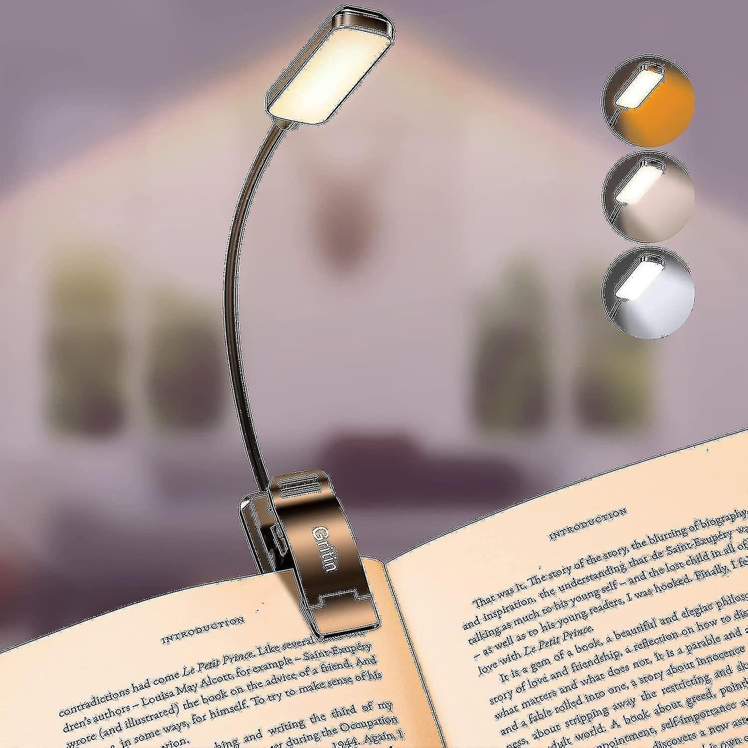 9 ضوء كتاب LED ، Gritin 3 أوضاع لحماية العين مصباح كتاب ضوء القراءة (ضوء أبيض دافئ) - تعتيم بدون خطوات ، قابلة لإعادة الشحن ، عمر بطارية طويل ، 4 -