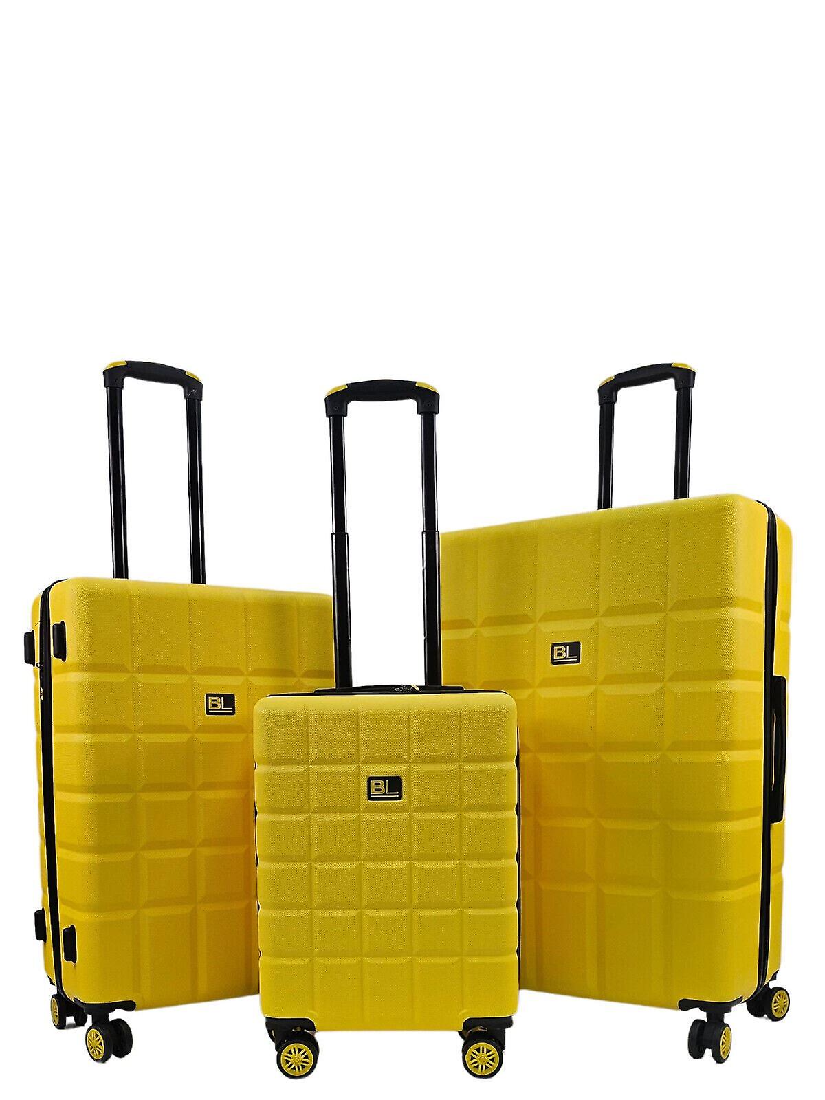 Yellow Hard Shell Classic Suitcase Set 8 Wheel Cabin Luggage Case Travel Bag