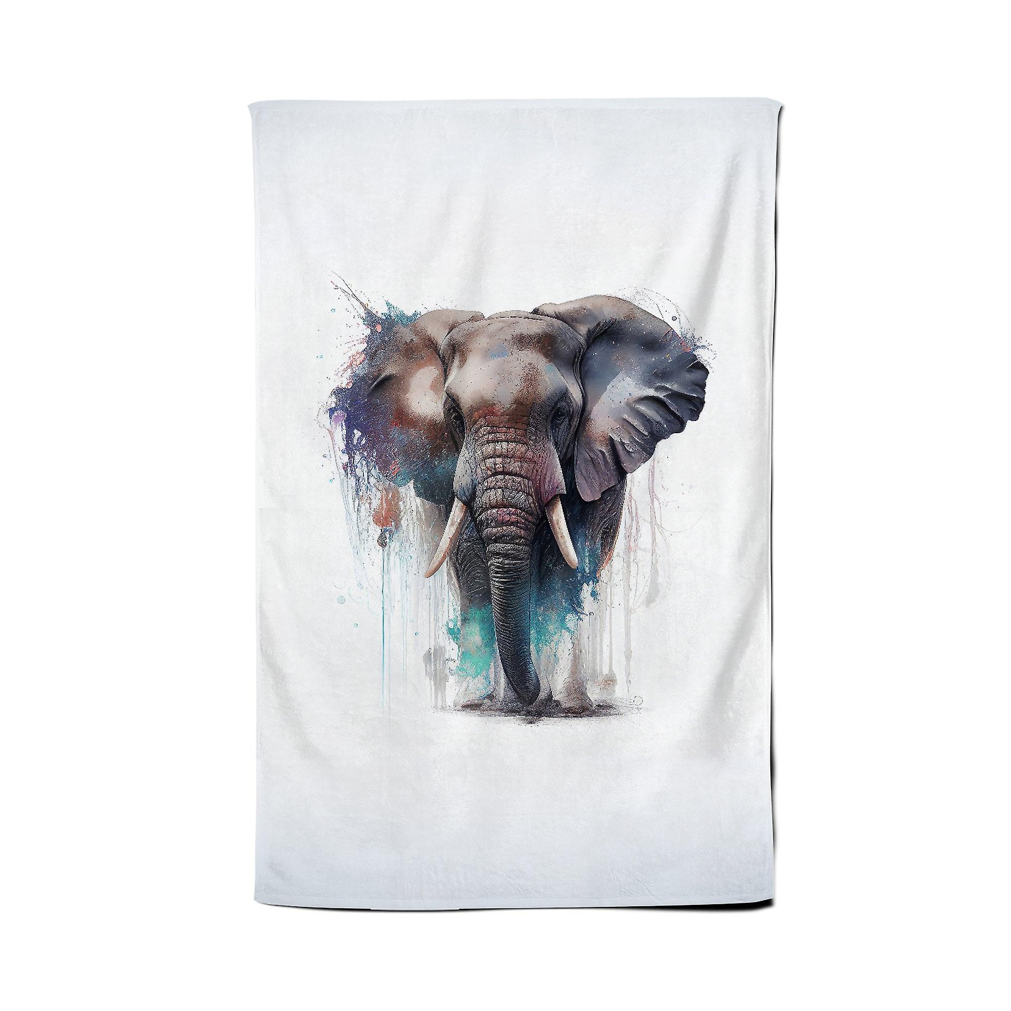 Elephant Splashart Tea Towel