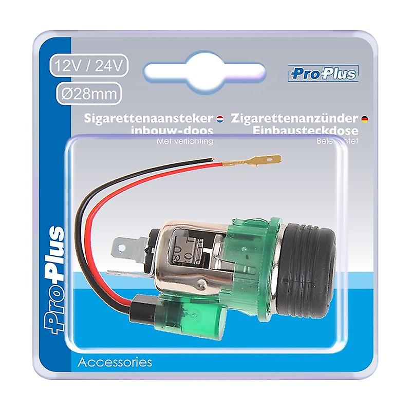 Cigarette lighter recessed socket with lighting 12V/24V in blister