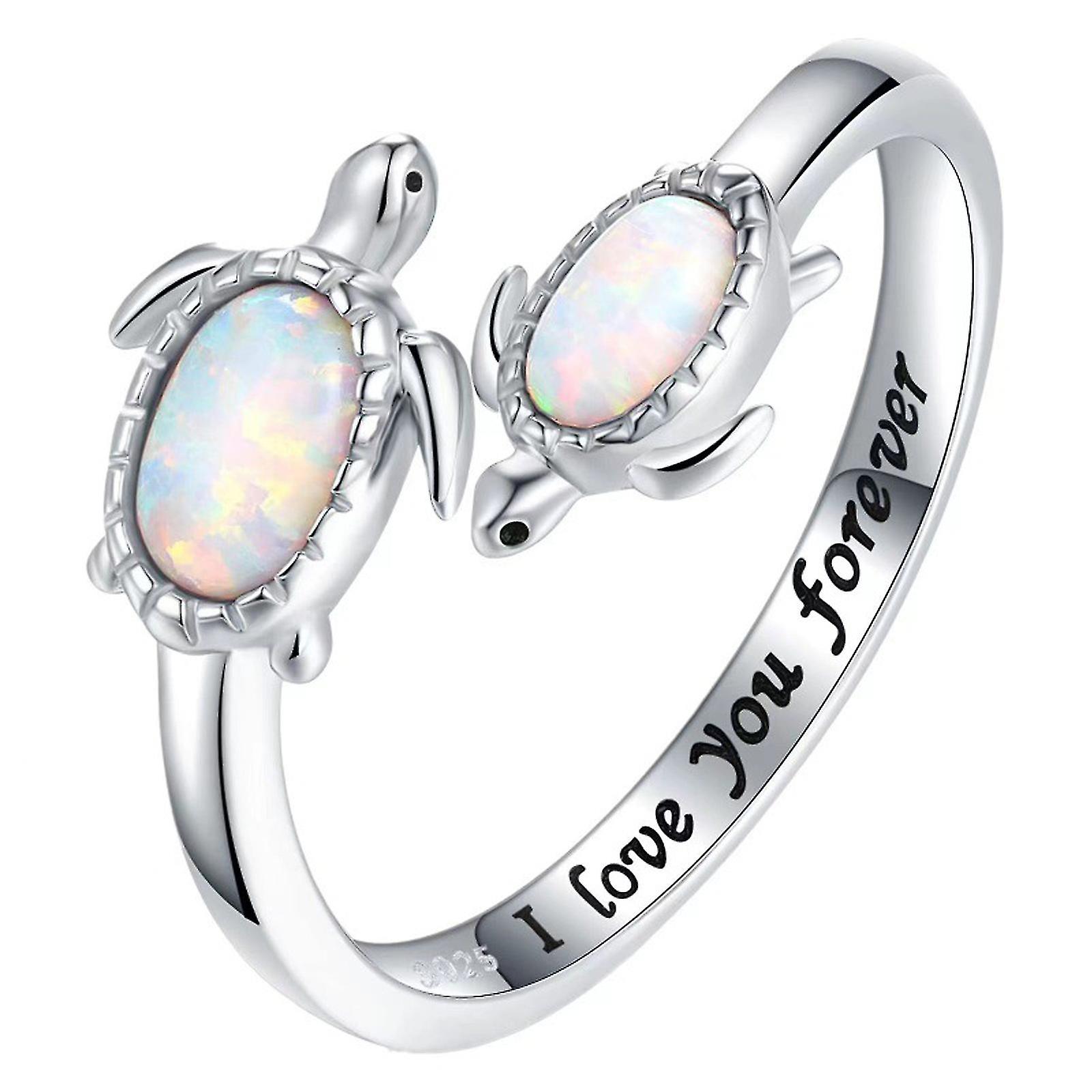 Brand NEW 2023Opal Turtle Ring I Love You Forever Adjustable Open Ring Cuffs For Finger