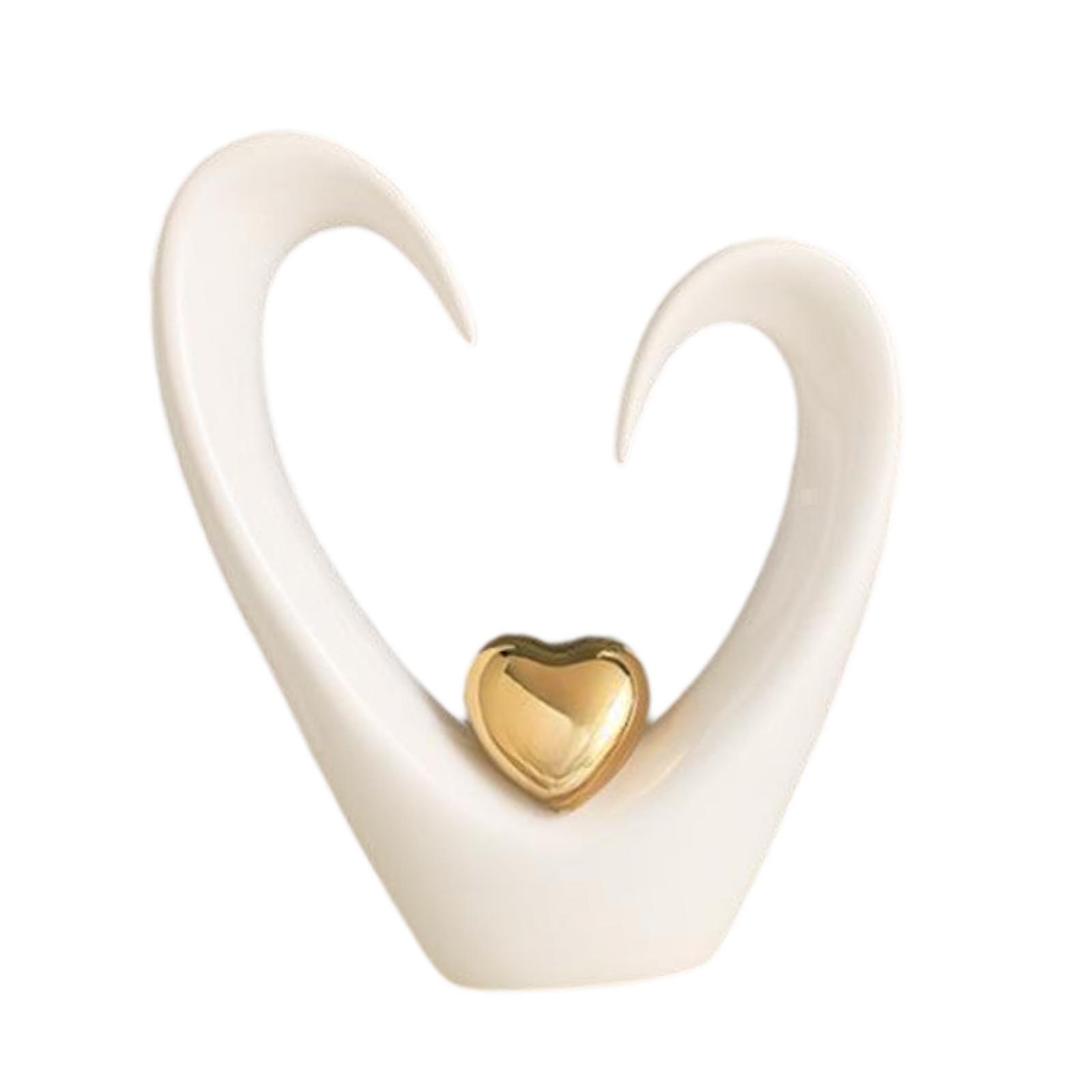 Heart Sculpture Collection Desktop Ornament for Bookshelf Office Centerpiece White Tall