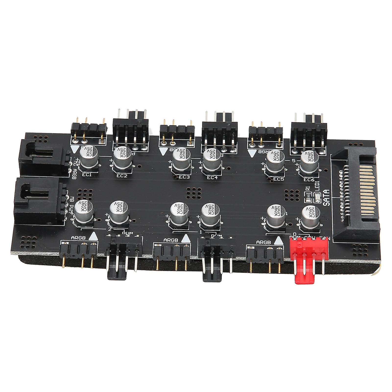 6 Way Splitter Hub 4PIN PWM & 3PIN ARGB Light Control 99x61x12mm