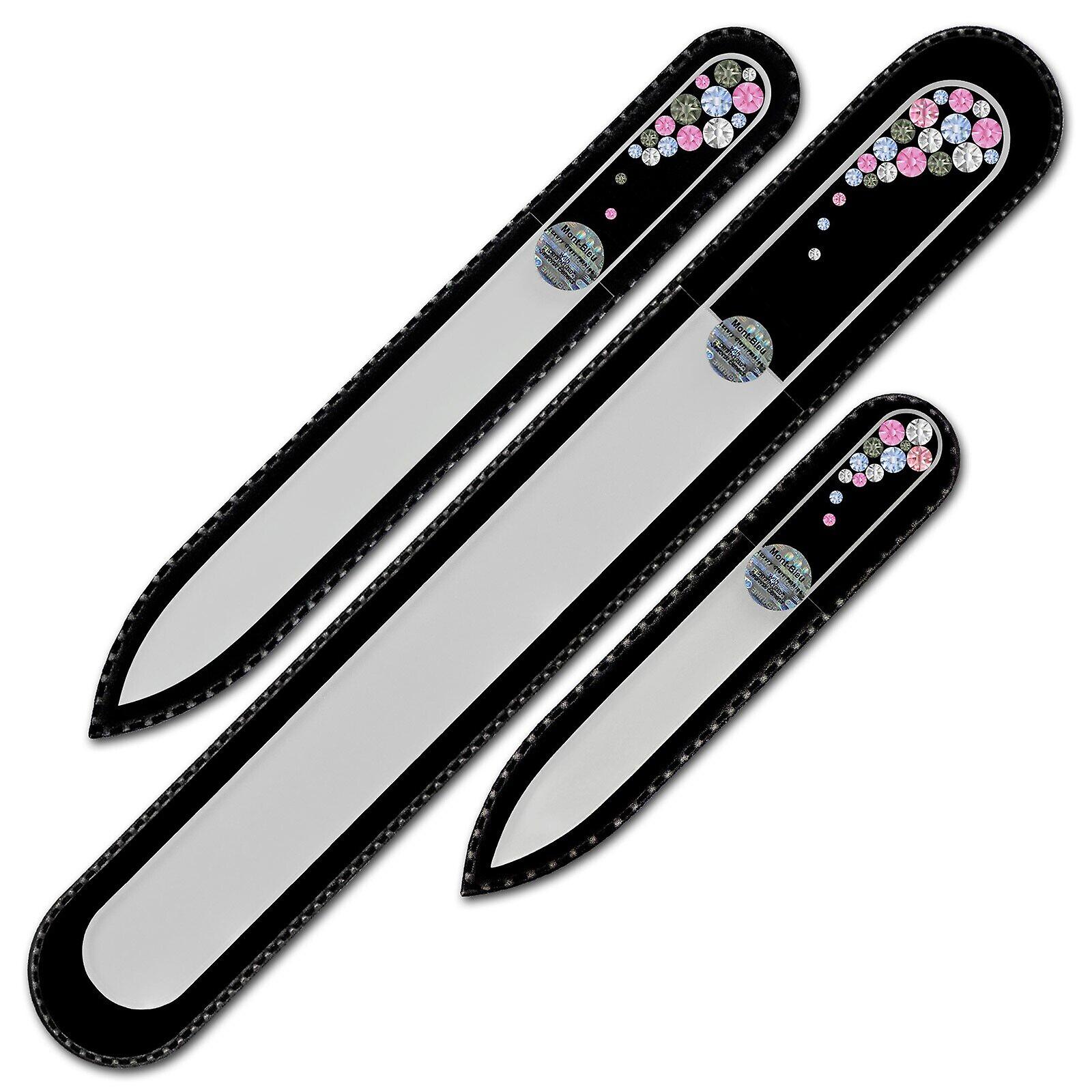 Set of 3 Czech Glass Nail Files with crystals B-BMS - Light Sapphire