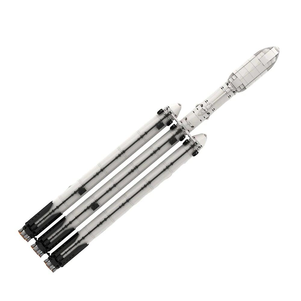 Moc Falcon Heavy Carrier Saturn V Scale Spacex Spaceship Building Blocks Idea Assemble Rocket Toy For Children Gift