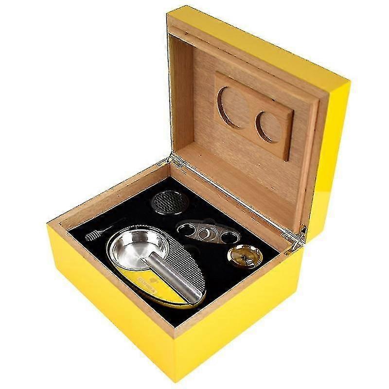 Finish cedar cigar humidor box with cigar ashtray & cigar cutter set|set|set cutterset box
