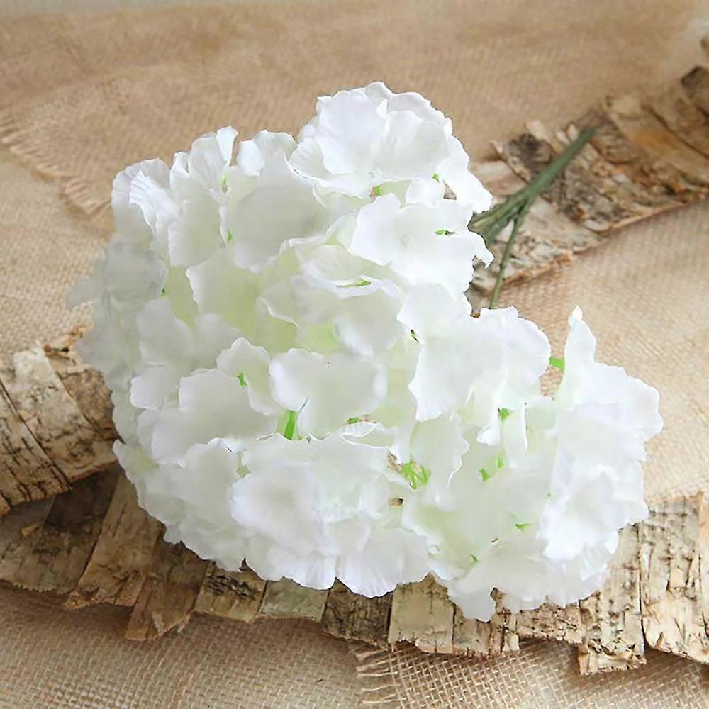 6 Pcs Artificial Hydrangea Flower Heads Artificial Flower Heads with Stems (White)
