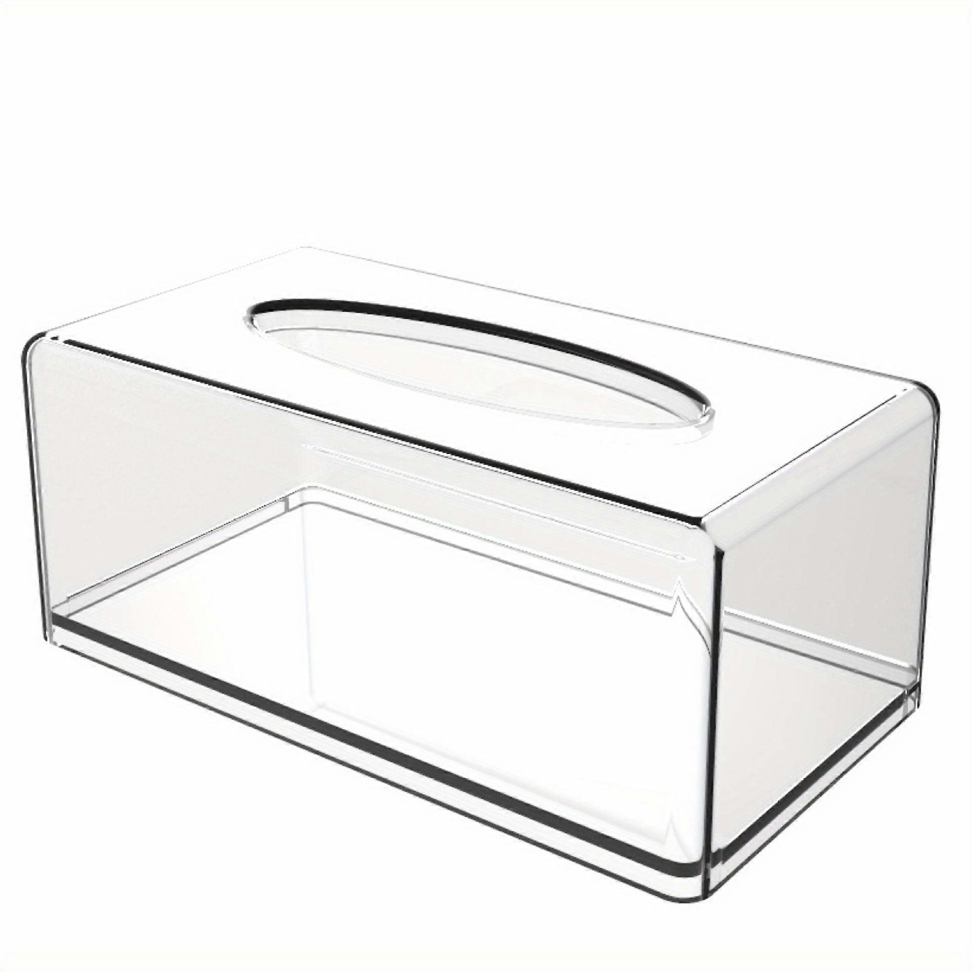 Spa Center Acrylic Tissue Box Holder - Unscented, Transparent Facial Tissue Dispenser for Bathroom, Kitchen, Restaurant - No Battery, Power-Free Paper