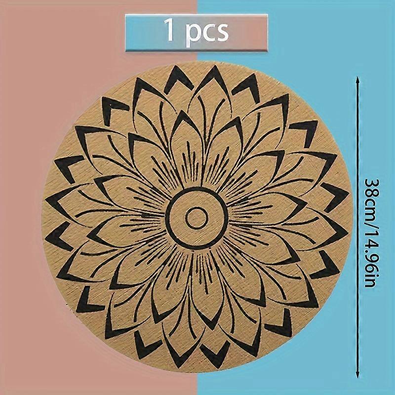 1/4/6/8pcs Kitchen Supplies, Room Decor, Placemats, Imitation Linen Placemats, Round Coasters, Boho Floral Pattern Table Mat, Heat Insulation Mat, Pot