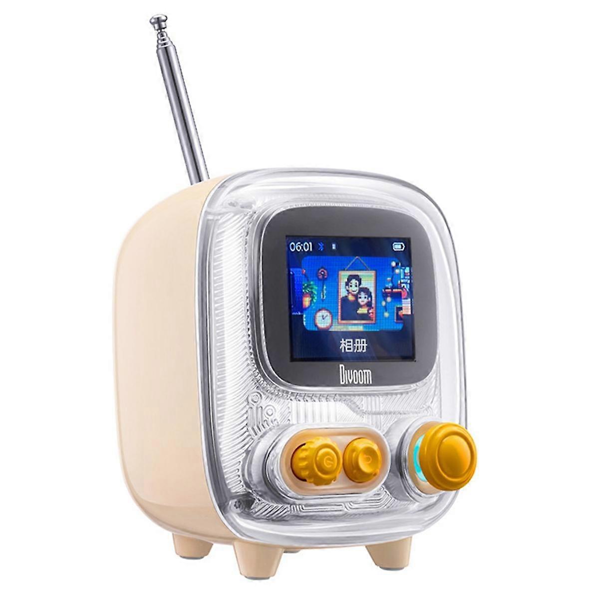 Ratro Bluetooth Speaker Portable Pixel Art Alarm Clock DIY Display Board Cute Gift Desktop White