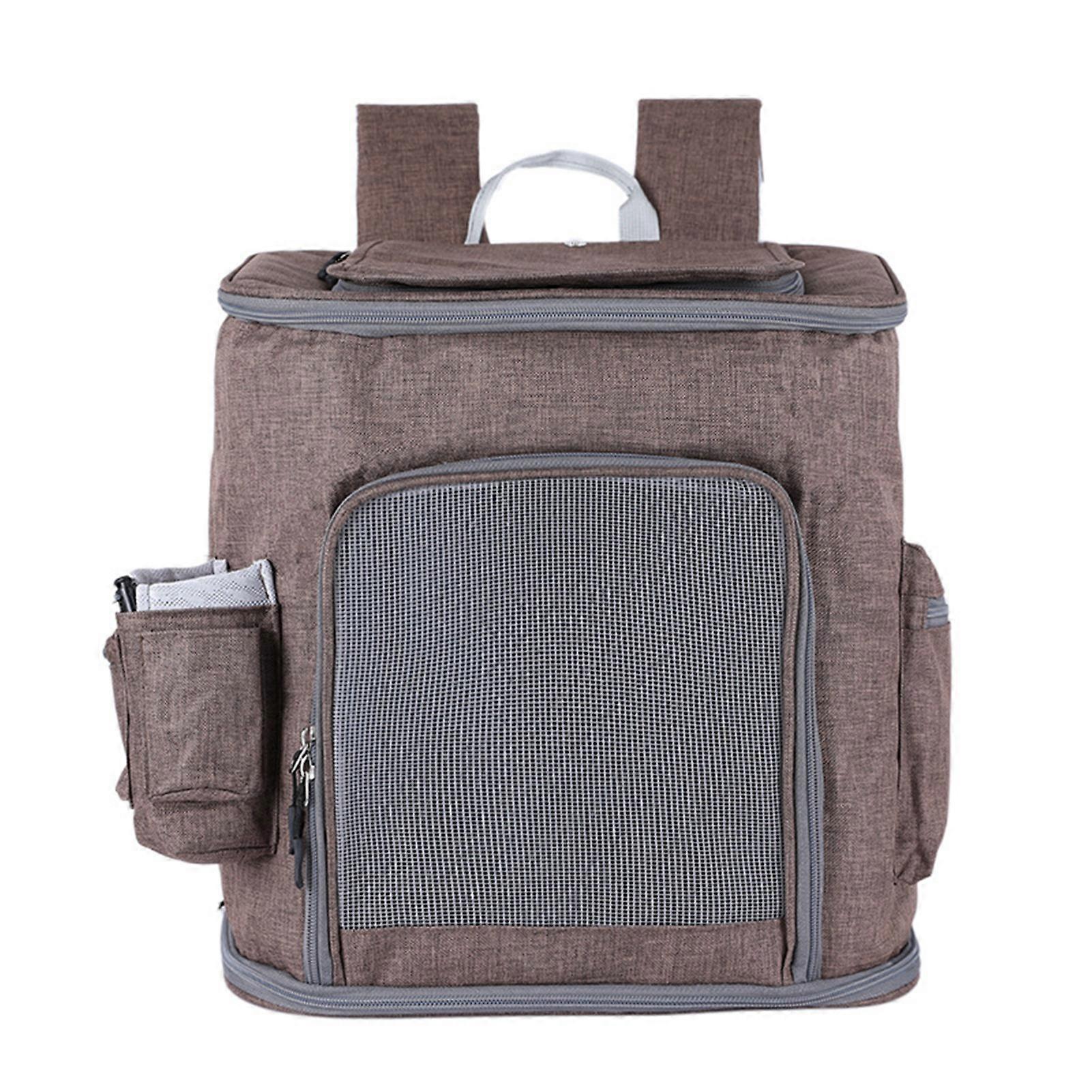 Large Pet Carrying Backpack Breathable Front Zipper Opening Lightweight Pet Carrier Bag for Puppy Cat Khaki